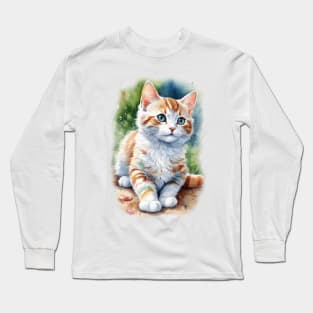 Adorable watercolor kitty Long Sleeve T-Shirt